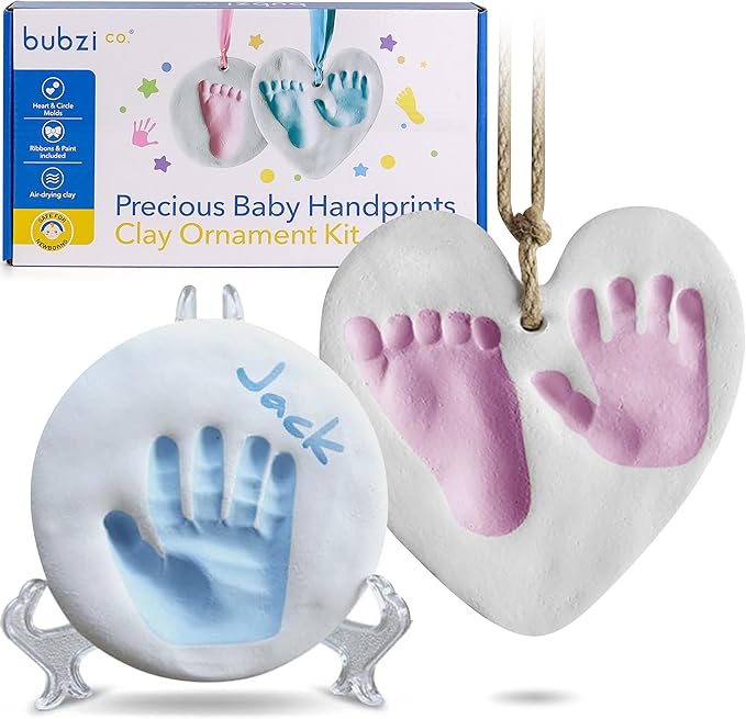 Bubzi Co Baby Keepsake Ornament - Baby Hand and Footprint Kit - Newborn Keepsake Ornament for Personalized Baby Gifts & Nursery Decor, Baby Handprint Kit for Girls & Boys
