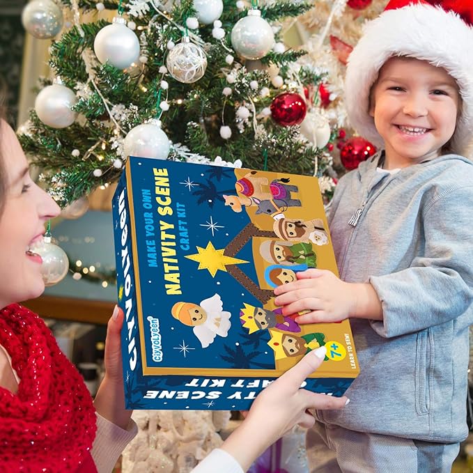 CiyvoLyeen Nativity Scene Craft Kit Christmas Ornaments DIY Kids Craft and Sew Kits for Girls and Boys Educational Beginners Sewing Set