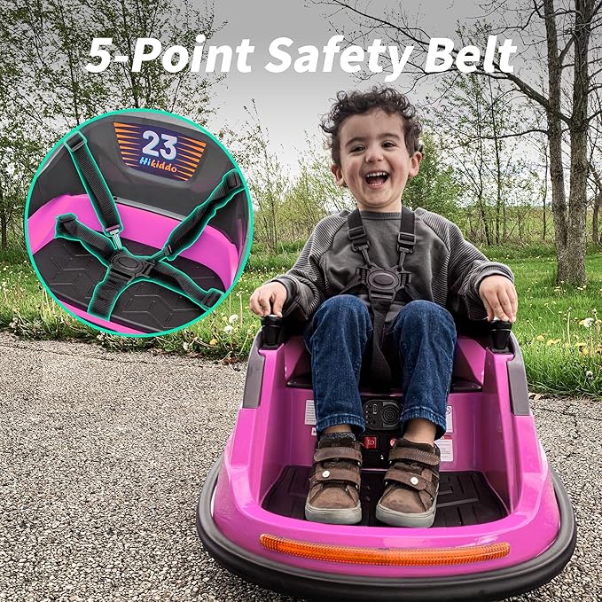 Baby Bumper Car, 6V Electric Kids Bumper Car for Toddlers with Remote Control, Bluetooth - Hot Pink