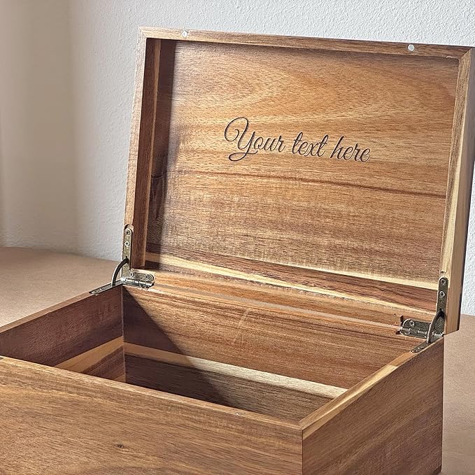 Keepsake Box for Couple - Engraved Memento Box w/ Couples Names, Anniversary Wedding Gift for Couple, Acacia Wood Love Chest, Time Capsule, Custom Heirloom Storage, Hidden Message, 11 x 8 x 4.75 in