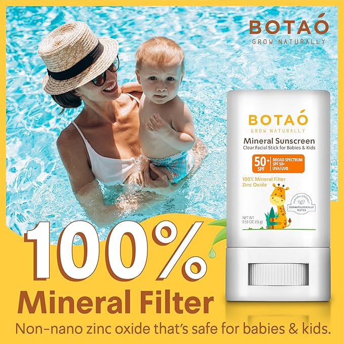 baby Mineral Sunscreen Stick 100% Zinc Oxide SPF 50+ Water Resistant UVA/UVB Protection Easy to Apply Fragrance Free, babies & kids, for sensetive skin, Unscented