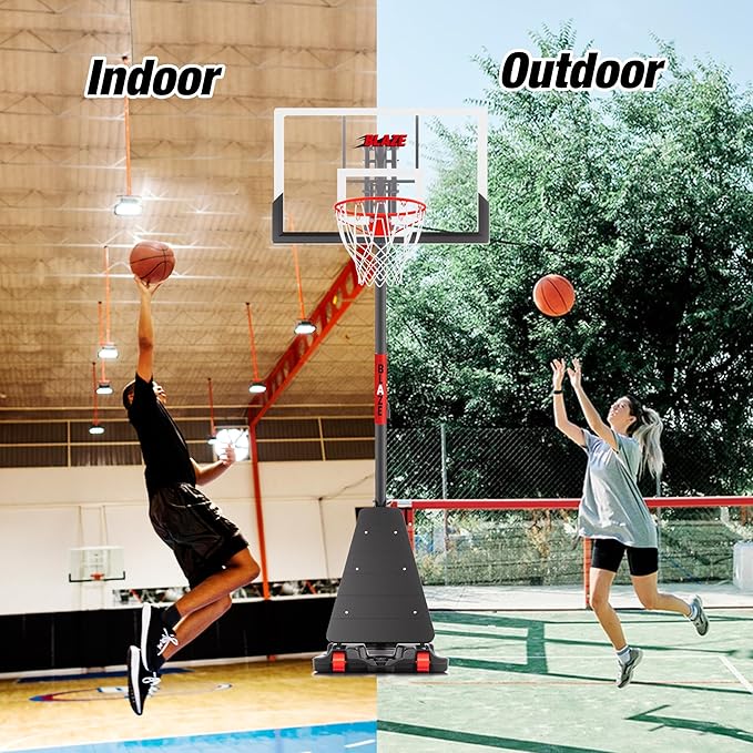 Basketball Hoop Outdoor 10 FT Height Adjustable, Portable Basketball Goals Systems with 45" Backboard for Youth Adults Kids - Backyard, Driveway, Indoor Play
