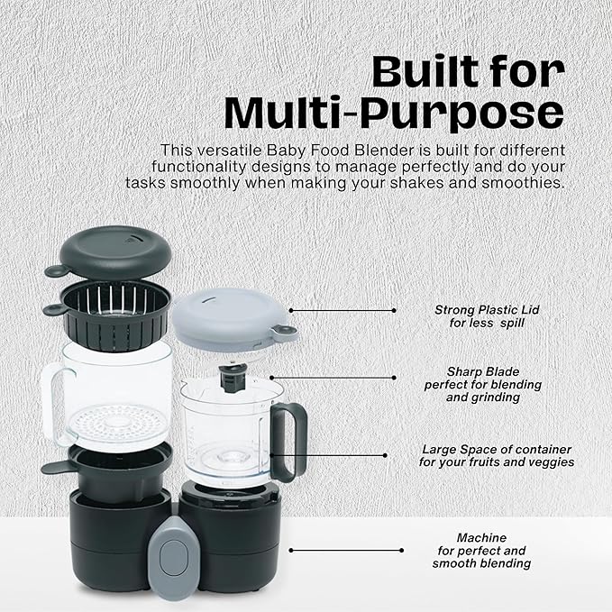 Baby Food Maker Steamer and Blender - Multifunction Baby Food Processor and Steamer w/Blender, Defrosting & Reheating - Use as Puree Maker and Grinder Machine for Feeding Set Essentials (2 Liters)