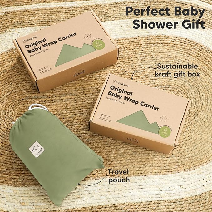 KeaBabies Baby Wrap Carrier - All in 1 Original Baby Carrier Newborn to Toddler Sling, Easy to Wear, Hands Free Bonding, Lightweight, Breathable Infant Wraps (Dusty Olive)
