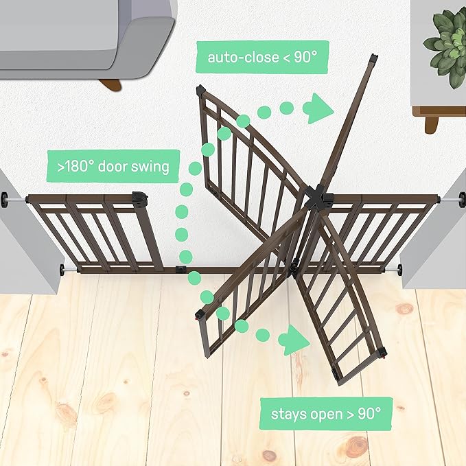 Ingenuity Decorative Extra Tall Baby Gate & Dog Gate, 28.5"-48" Wide, 36" Tall, Hardware or Pressure Mounted, Install on Top or Bottom of Stairs, Banister, or Doorway - Bronze