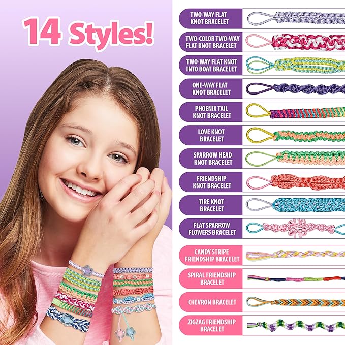 Chilpals Friendship Bracelet Making Kit for Girls,Arts and Crafts for Kids Ages 8-12,Birthday Gifts Ideas for Girl 7 8 9 10 11 Year Old - 2 in 1 Bracelets String Maker Toys Set (Yellow)
