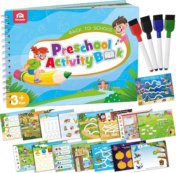 Coogam Pencil Control Tracing Workbook, Learn to Write Alphabet ABC Letters Numbers Handwriting Book Fine Motor Montessori Educational Toy Gift for Preschool Kids