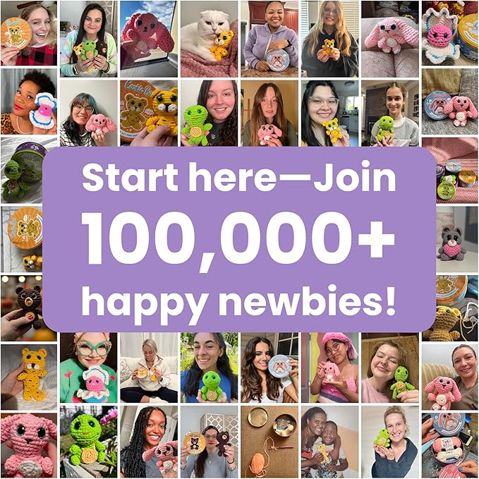 Cookie Box Crochet Kit for Beginners - Learn to Craft Amigurumi Stuffed Animals - Knitting Gift for Kids and Adults - Beginner-Friendly Yarn - Stitch-by-Stitch Video Tutorial - Jellyfish Jenny