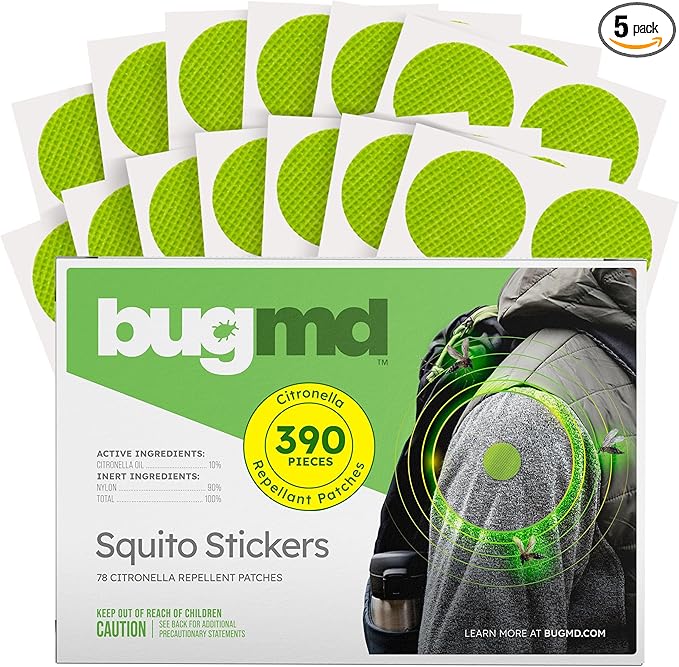 BugMD Squito Stickers Mosquito Repellent Patch Stickers for Adults (390 Patches), Safe & Effective Insect Repellent Patches for Toddlers, Kids, Camping, Beach & Outdoor Essentials