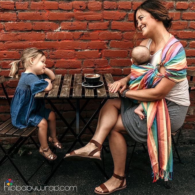 Hip Baby Wrap Ring Sling Baby Carrier for Infants and Toddlers - Beautiful, 100% Soft Cotton Baby Wraps Carrier for Babies 8-35 lbs - Perfect Baby Shower Gifts Moms and Dads - Nursing Cover (Sunset)