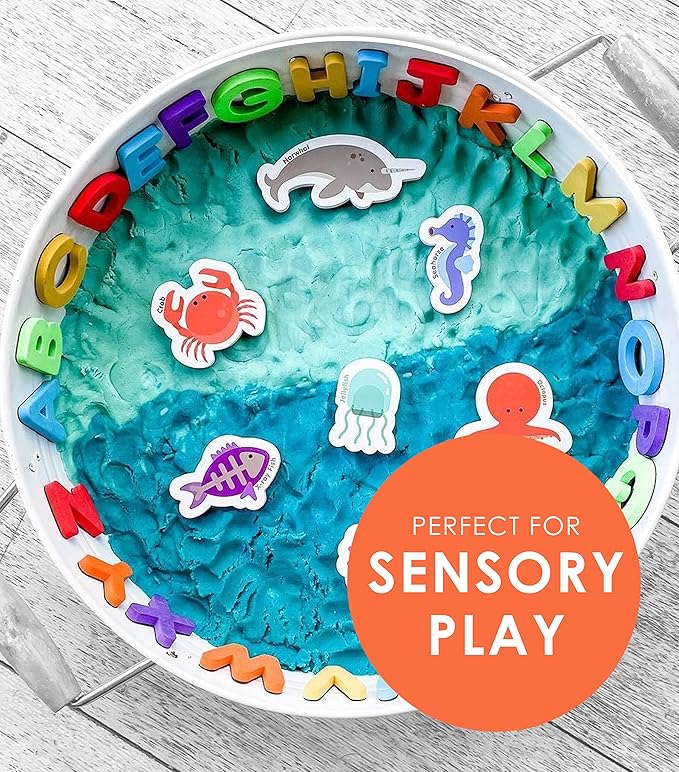 Curious Columbus Toddler Magnets – Animal Fridge Magnets for Kids | 52 Refrigerator Magnets with 26 Animals + 26 ABC Magnetic Letters | Foam Alphabet Learning Set for Toddlers