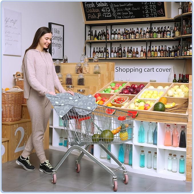 Car Seat Covers for Babies - Multi- use Nursing Carseat Canopy, Breastfeeding Covers, Baby Shower Gifts for Boys and Girls (Grey Rainbow)