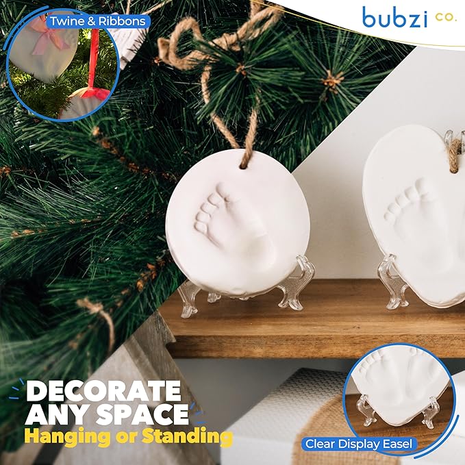 Bubzi Co Baby Keepsake Ornament - Baby Hand and Footprint Kit - Newborn Keepsake Ornament for Personalized Baby Gifts & Nursery Decor, Baby Handprint Kit for Girls & Boys