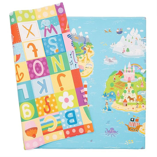 Baby Care Play Mat (Large, Playful - Magical Island) 82'' x 55'' Original One-Piece Reversible Rollable Waterproof Play Mat for Infants, Babies, Toddler, and Kids